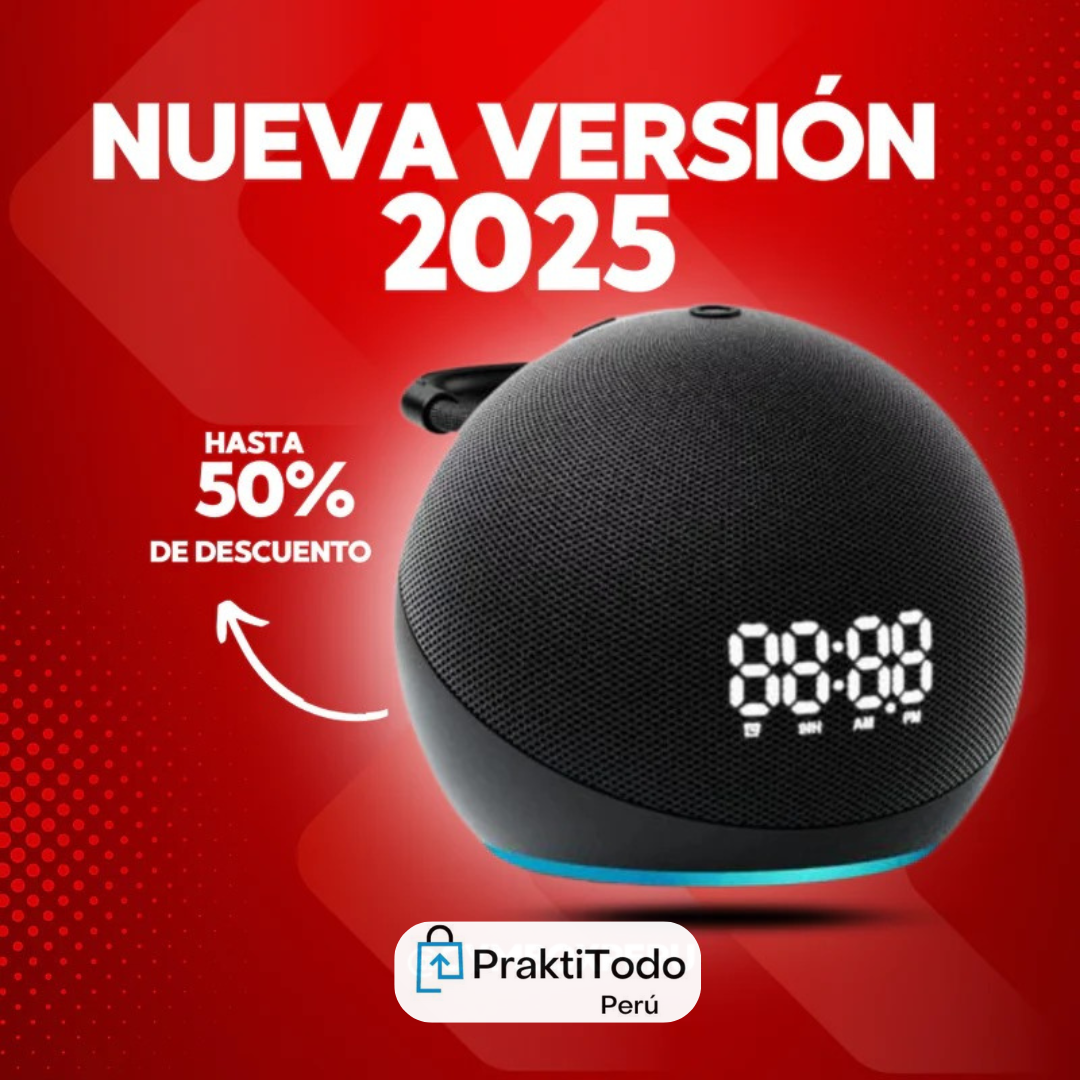PARLANTE INTELIGENTE ALEXA CON RELOJ DIGITAL